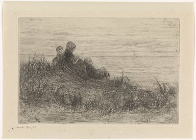 Paesaggio dunale con madre e figli da Jozef Israëls (signed by artist)