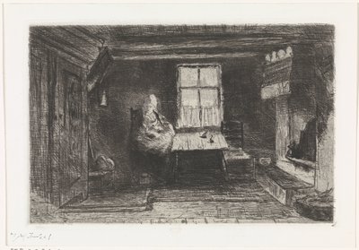 Interno con madre e bambino da Jozef Israëls (signed by artist)