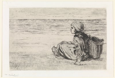 Ragazza al mare da Jozef Israëls (signed by artist)