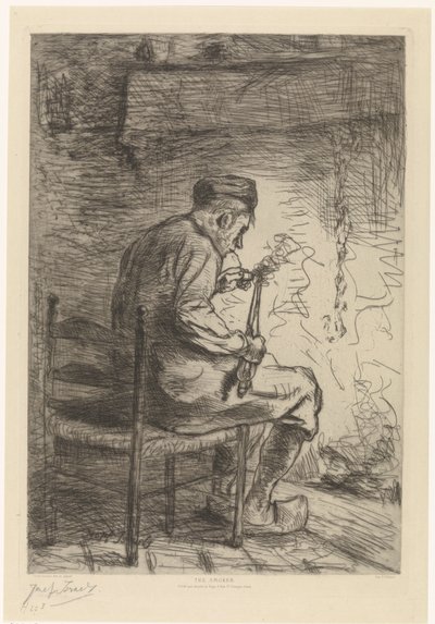 Interieur met roker da Jozef Israëls