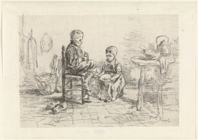 Interno di cucina con due bambini da Jozef Israëls