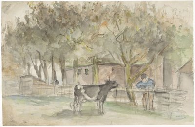 Paesaggio con una mucca e un contadino da Jozef Israëls