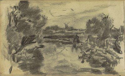 Paesaggio con acqua e un mulino da Jozef Israëls