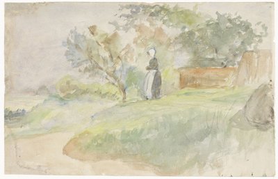 Donna in piedi in un paesaggio da Jozef Israëls