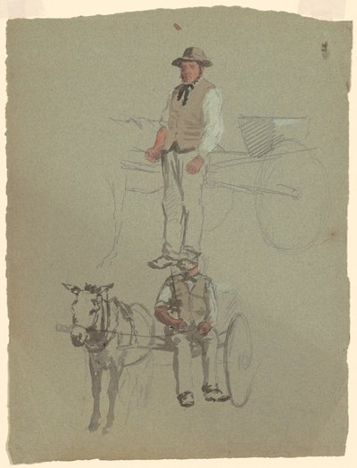 Studi di un uomo e carro con cavallo da Jr. Enoch Wood Perry