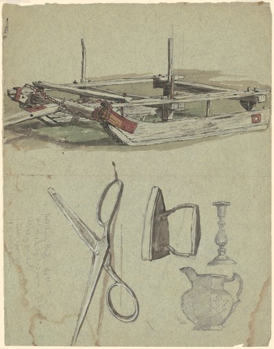 Studi di una slitta e vari oggetti domestici da Jr. Enoch Wood Perry