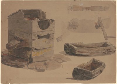 Studi di un pozzo e abbeveratoio di legno da Jr. Enoch Wood Perry