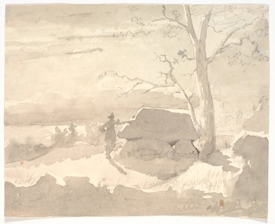 Paesaggio al chiaro di luna. Un cacciatore accanto a un dolmen da Jørgen Roed