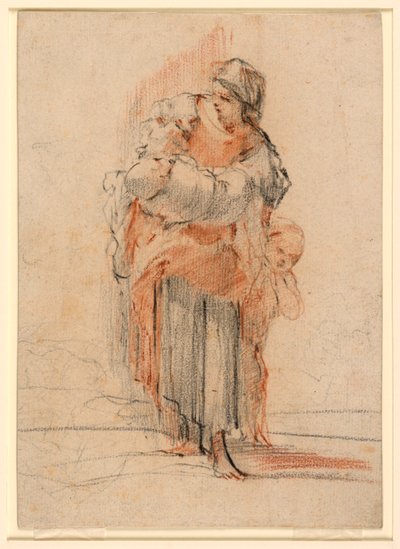 Donna con due bambini da Jérôme François Chantereau