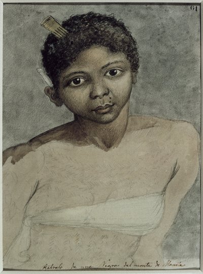 Ritratto di una donna nera delle Montagne di Manila, realizzato durante la spedizione nelle Filippine di Malaspina con le corvette Atrevida e Descubierta da Juan Ravenet