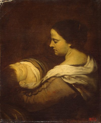 Donna con bambino che dorme da Juan Bautista Martinez Del Mazo