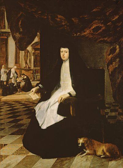 Ritratto della Regina Mariana di Spagna (n.1631) in lutto da Juan Bautista Martinez Del Mazo
