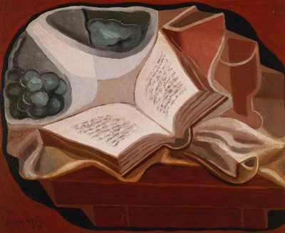 Libro e ciotola di frutta, 1925 da Juan Gris