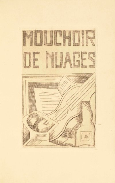 Pagina del Titolo per Mouchoir de Nuages di Tristan Tzara da Juan Gris