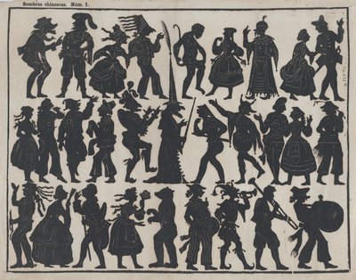 Foglio 1 di figure per burattini cinesi, ca. 1850-70 da Juan Llorens