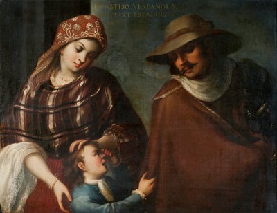 Castizo e spagnolo producono uno spagnolo, c.1715 da Juan Rodríguez Juárez