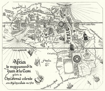 Africa, dalla mappa del mondo di Juan de la Cosa del 1500 (incisione) da Juan de la (after) Cosa