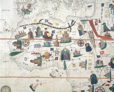Dettaglio di Africa e Bacino del Mediterraneo, di Juan de la Cosa, carta marina da Juan de la Cosa