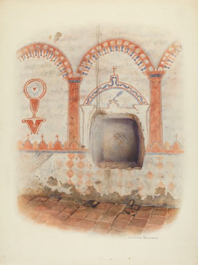 Pittura murale e nicchia battesimale, c. 1941 da Juanita Donahoo