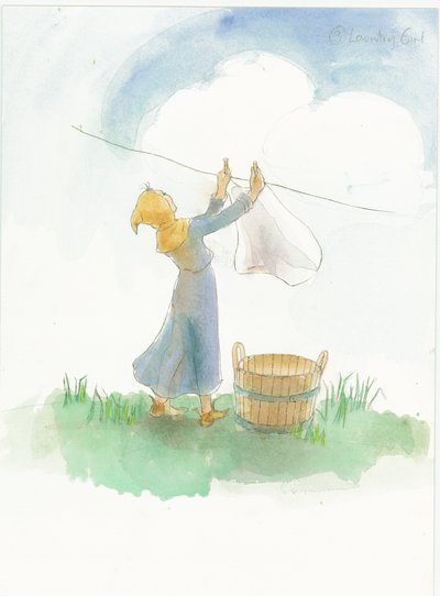 Una Ragazza Medievale che Stende il Bucato da Judith Dobie