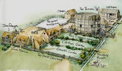 Il teatro di Burbage, New Inn Yard, Shoreditch, Hackney, Londra da Judith Dobie
