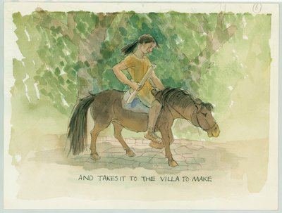 Il maestro artigiano porta i disegni per il pavimento a mosaico di Giulia alla villa, 2003 da Judith Dobie