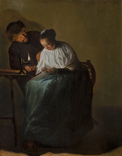Uomo che offre denaro a una giovane donna da Judith Leyster