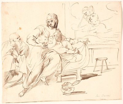 Interno con la Sacra Famiglia da Jürgen Ovens