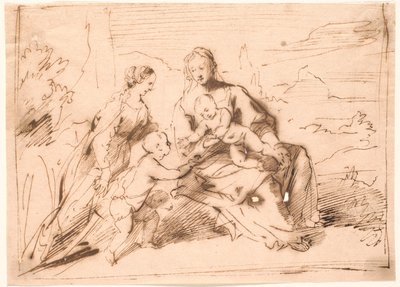 Maria con i bambini Gesù e Giovanni e una santa da Jürgen Ovens