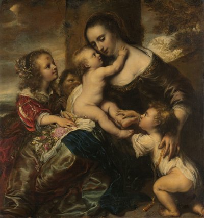 Ritratto di una donna con quattro bambini, raffigurati come Carità da Jürgen Ovens