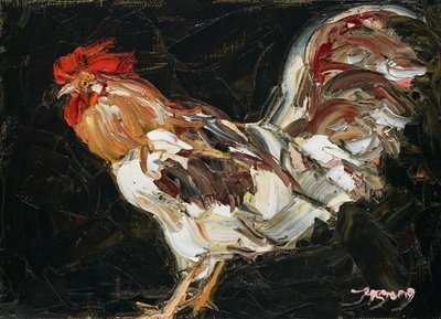 Gallo dai colori vivaci in tecnica a impasto da Jukyong Park