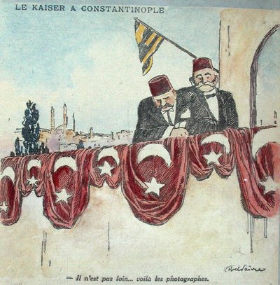 Caricatura del Kaiser Guglielmo II (1859-1941) a Costantinopoli durante la Prima Guerra Mondiale da Jules Abel Faivre
