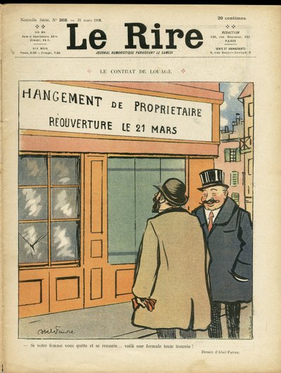 Illustrazione di Abel Faivre per la copertina di Le Rire, 21/03/08 - Il contratto di locazione da Jules Abel Faivre