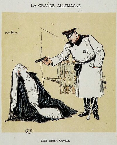 Miss Edith Cavell giustiziata dai tedeschi, immagine di Abel Faivre (1864-1945) da Jules Abel Faivre