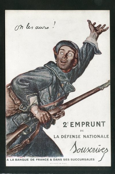 Cartolina, Satirico a Colori: Guerra del 14-18, Prestito, Giornate Patriottiche - Illustrazione di Soldati di Abel Faivre (1867-1945) da Jules Abel Faivre