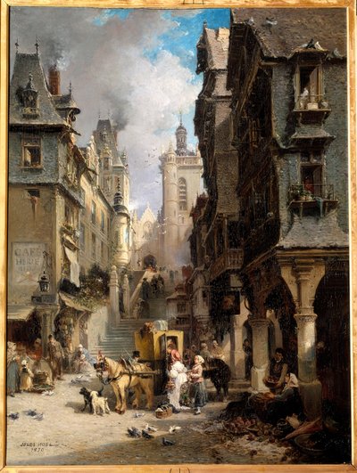 Una via di Morlaix nel 1830 da Jules Achille Noel