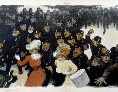 Dimostrazione intorno al 1901 - disegno di GR¿N da Jules Alexandre Gruen or Grun