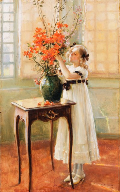 Una Giovane Ragazza che Sistema Fiori Primaverili da Jules Alexis Muenier