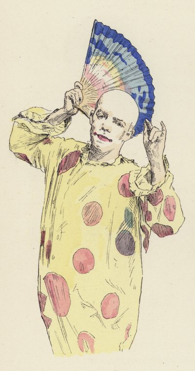 Clown che tiene un ventaglio da Jules Arsene (after) Garnier
