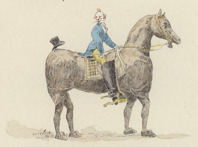 Clown su cavallo in costume da Jules Arsene (after) Garnier