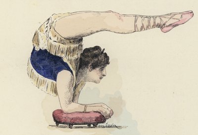 Ginnasta femminile che fa la verticale sui gomiti da Jules Arsene (after) Garnier