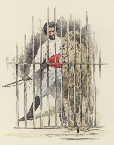 Leone e domatore di leoni in una gabbia da Jules Arsene (after) Garnier