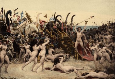 Bacco (Dionysos, Bacco) e il suo esercito attaccano l