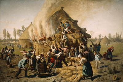 Incendio in un pagliaio, 1856 da Jules Breton