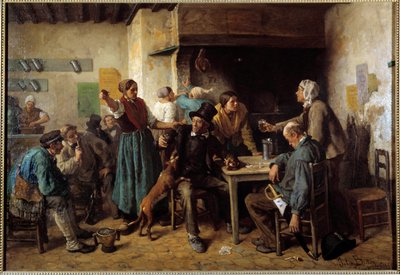Lunedì. Clienti a un tavolo in una locanda da Jules Breton