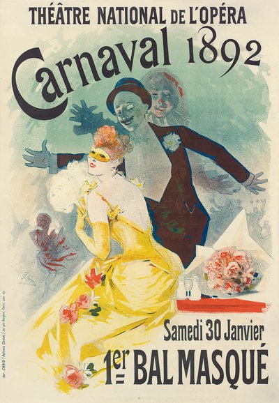 Pubblicità per il primo ballo in maschera di Carnevale al Theatre National de l