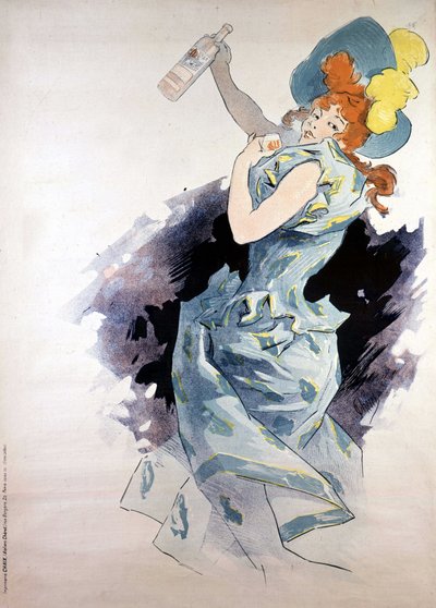 Poster pubblicitario per Dubonnet, donna con una bottiglia, di Jules Chéret da Jules Cheret