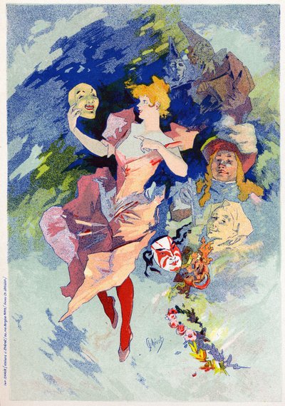 Allegoria della commedia, fine XIX secolo (illustrazione) da Jules Cheret