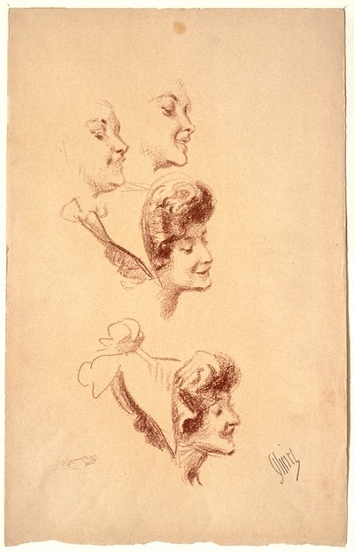 Quattro studi di una testa di donna da Jules Cheret