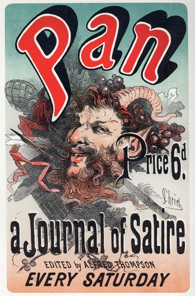 Letteratura. Pan, giornale satirico. Poster di Jules Cheret, Inghilterra, c.1880 da Jules Cheret